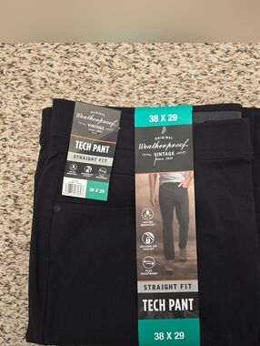 Weatherproof Vintage Black Straight Fit Tech Pants. Size 38x29. NWT.